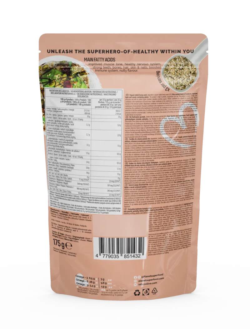 Kooritud Kanepiseemned Strenght & Beauty 175g BIO
