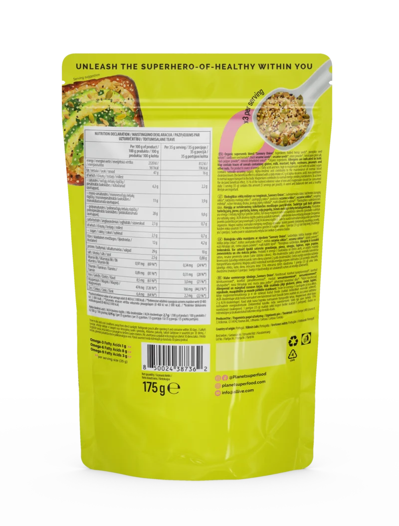 Seemnesegu Soolakas Sibul 175g BIO